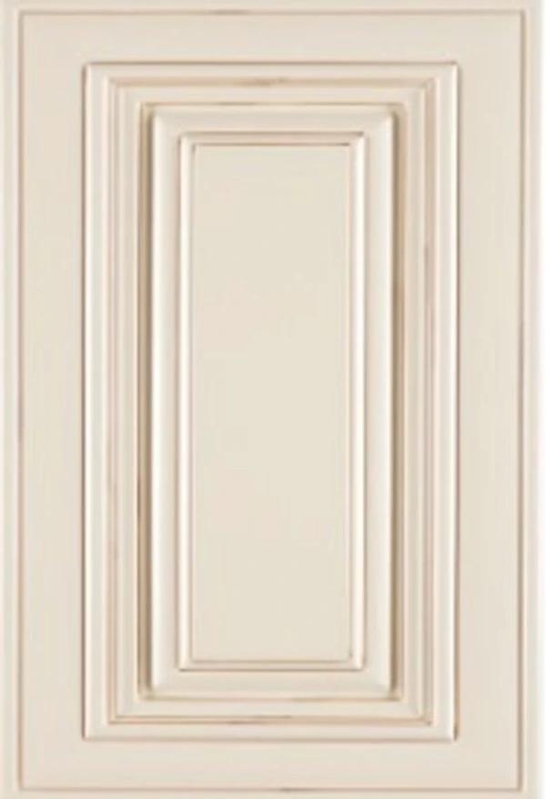 Charleston white raised-panel cabinet door in a soft white finish for traditional and transitional kitchens