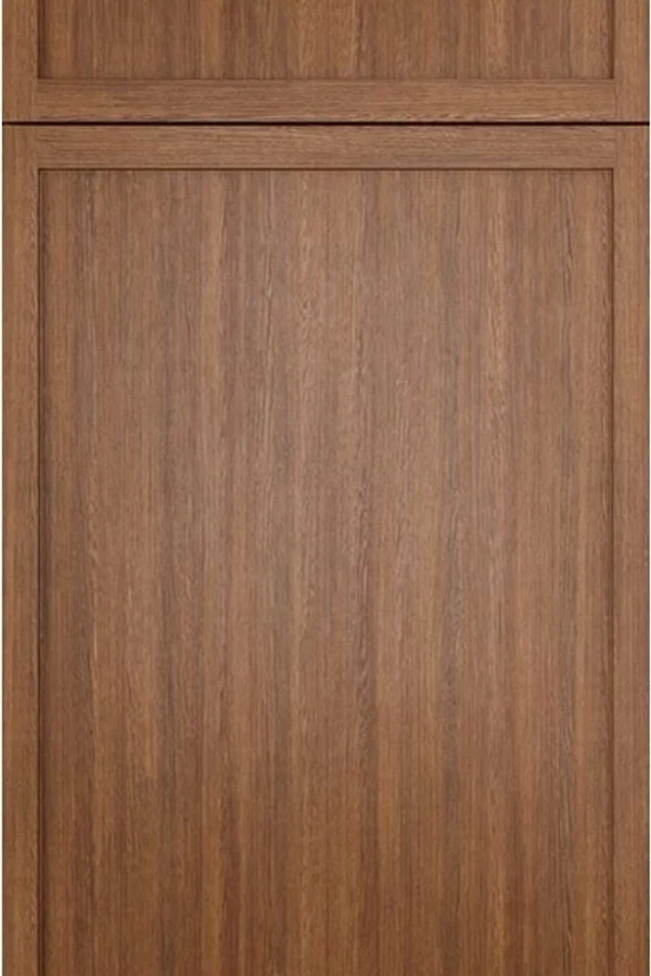 Petit Brown slim shaker cabinet door with a narrow recessed panel and wood-tone finish