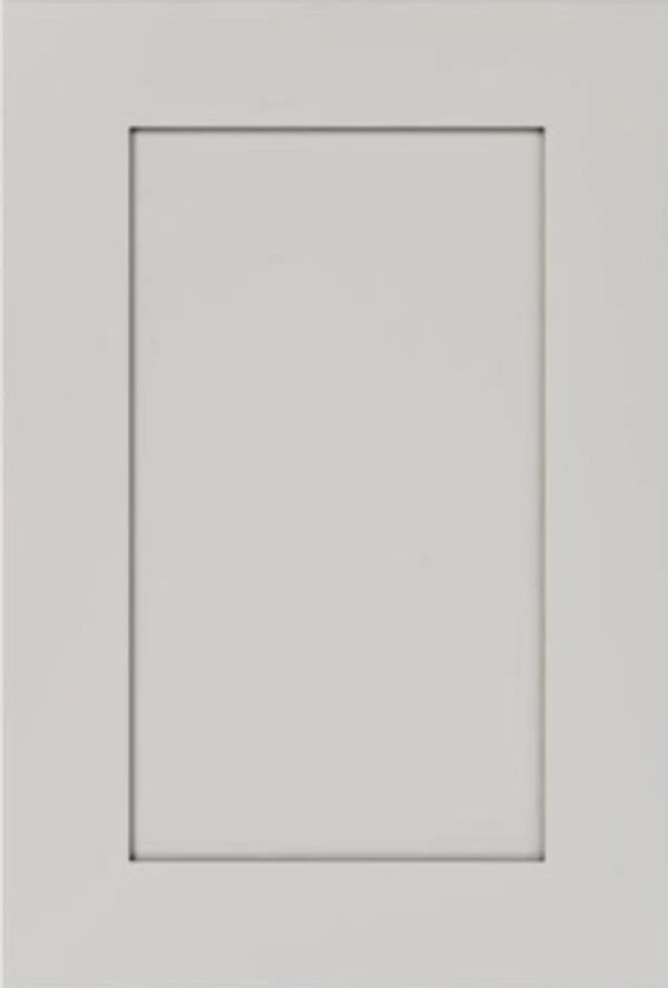 Luna gray cabinet door with a smooth painted finish and soft neutral tone for modern kitchen designs