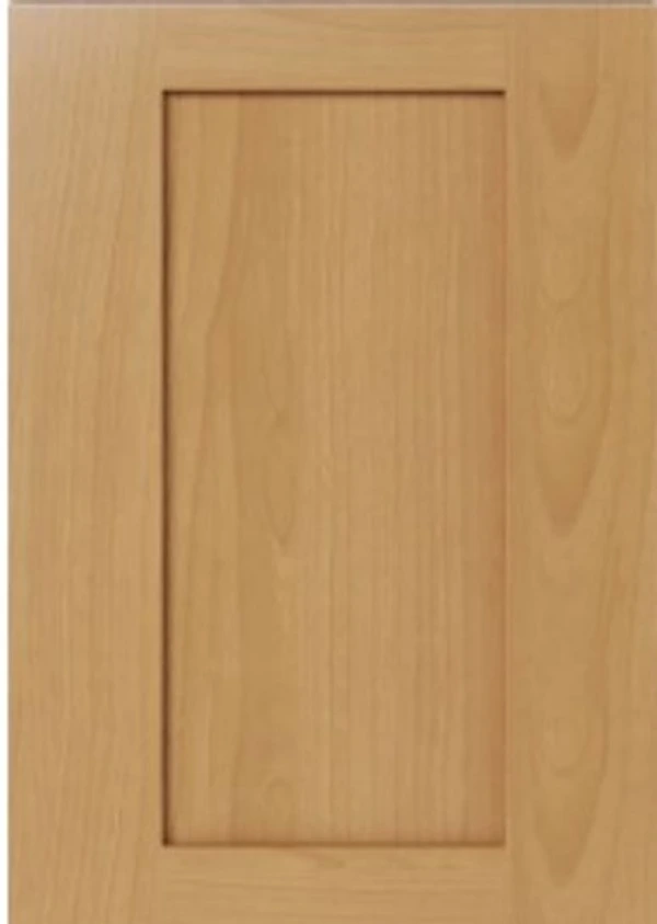 Shaker Treasure Chest cabinet door with a recessed center panel and rich wood-tone finish