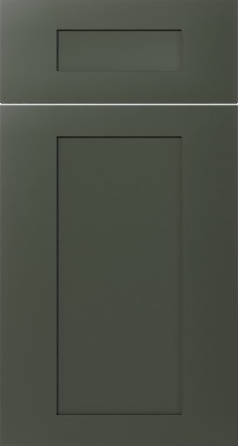 Aston Green shaker cabinet door in a deep green finish
